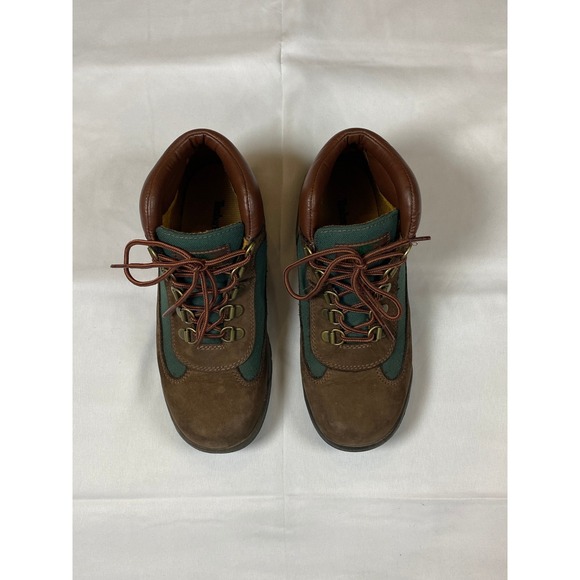 Kids Timberland Field Boots Brown Suede Green‎ Canvas  Hiking Boots Size 4 Youth - Picture 5 of 12